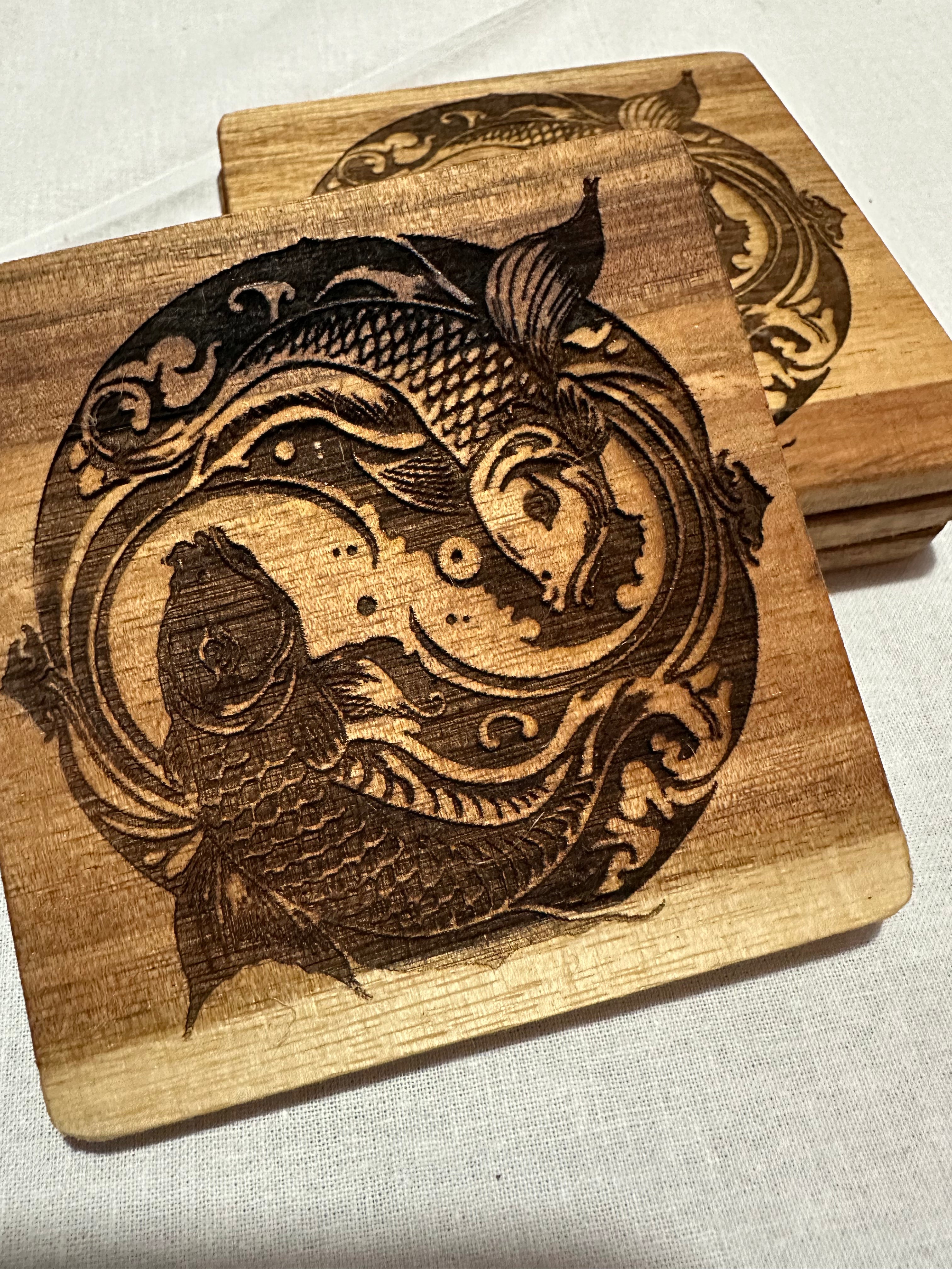 Ying Yang Koi Set of 4 Coasters