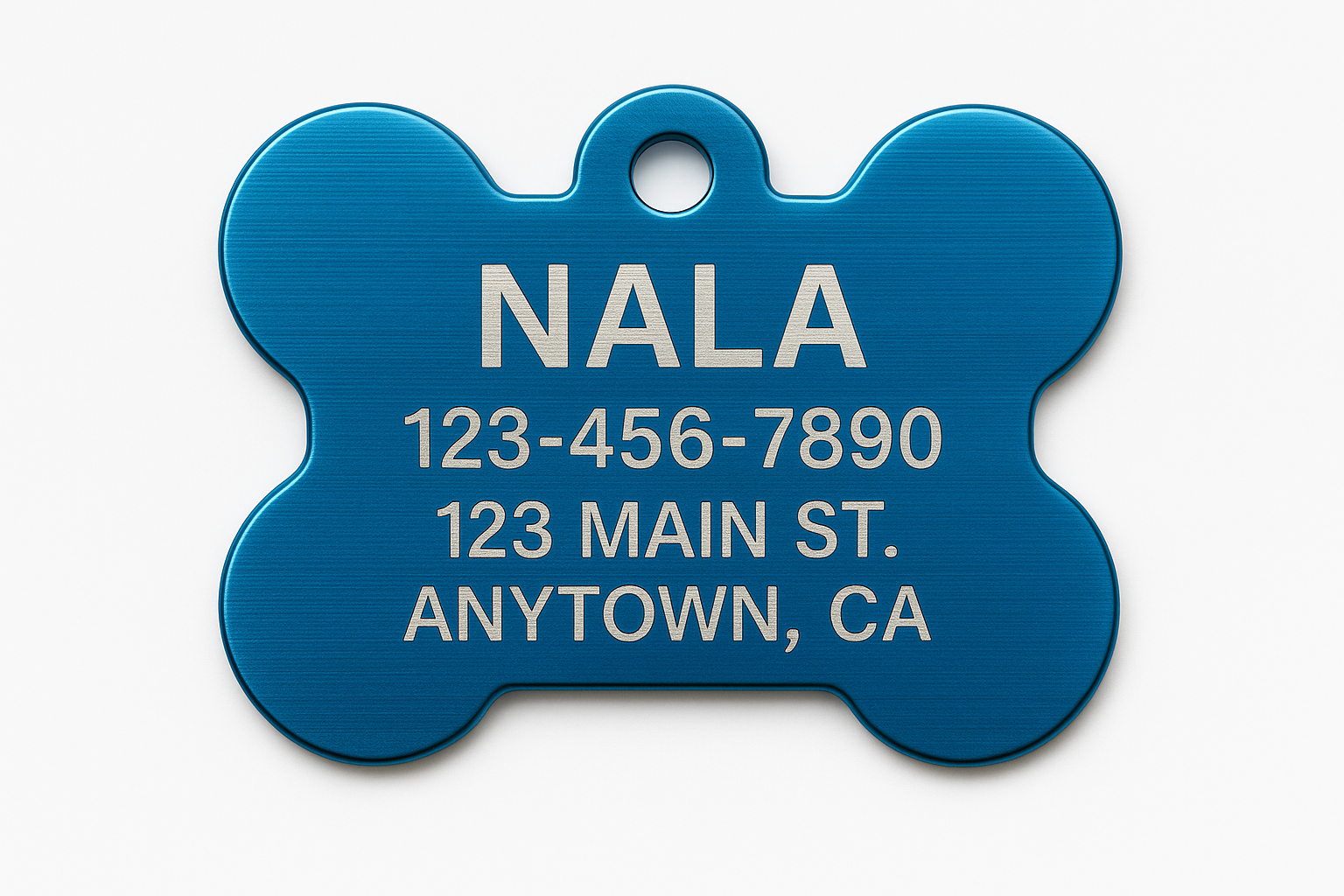 anodized alumimium bone shape dog tag custom engraved