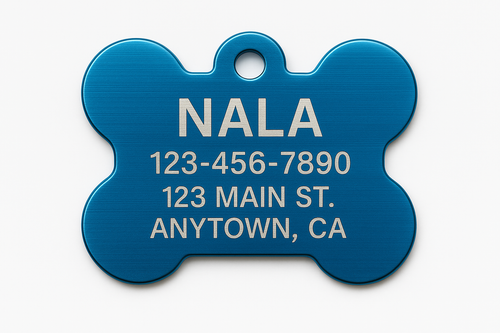 anodized alumimium bone shape dog tag custom engraved