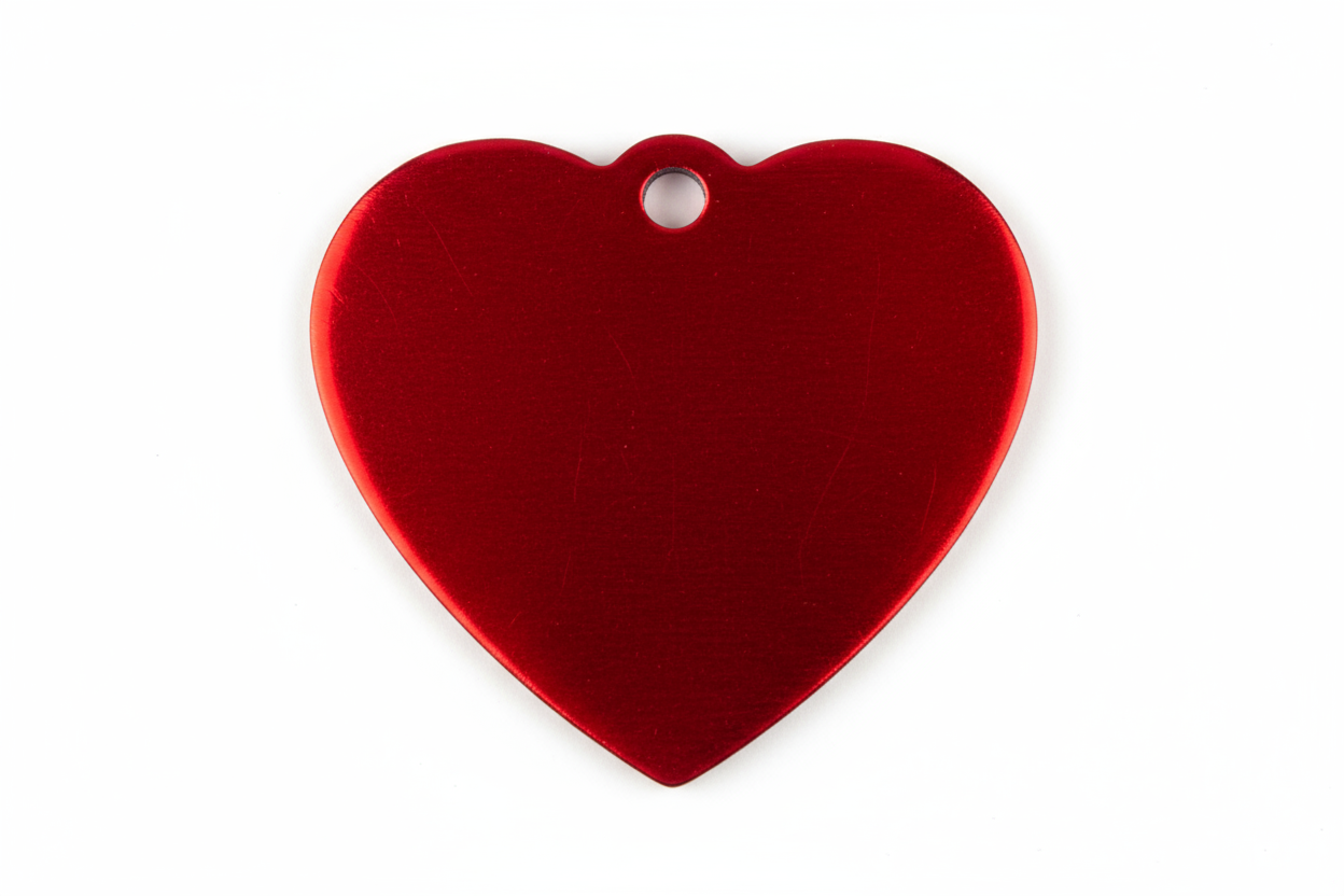 anodized aluminium heart shapped custom dog tag red